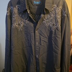 Roar Navy Embroidered Shirt